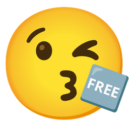 FREE button and Face blowing a kiss