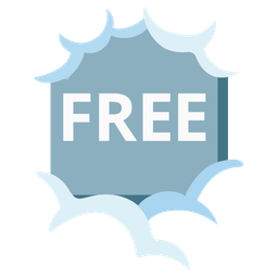 FREE button and face in clouds