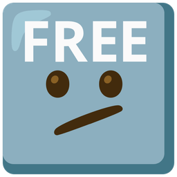 FREE button and face with diagonal mouth