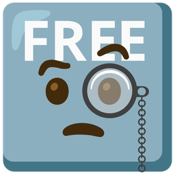 FREE button and face with monocle