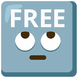 FREE button and face with rolling eyes