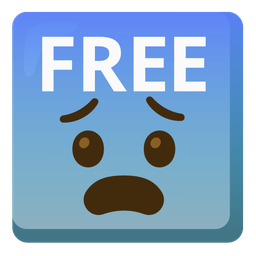 FREE button and fearful face