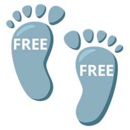 FREE button and footprints