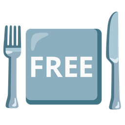 FREE button and fork and knife with plate