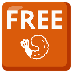 FREE button and fried shrimp