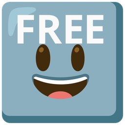 FREE button and Grinning face with big eyes