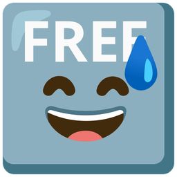 FREE button and Grinning face with sweat