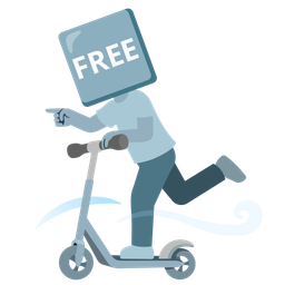 FREE button and kick scooter