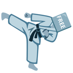 FREE button and martial arts uniform