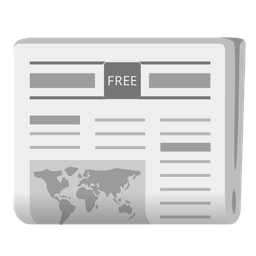 FREE button and newspaper