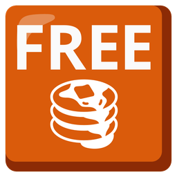 FREE button and pancakes