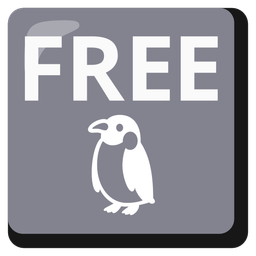 FREE button and penguin