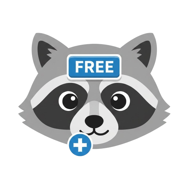 FREE button and Raccoon