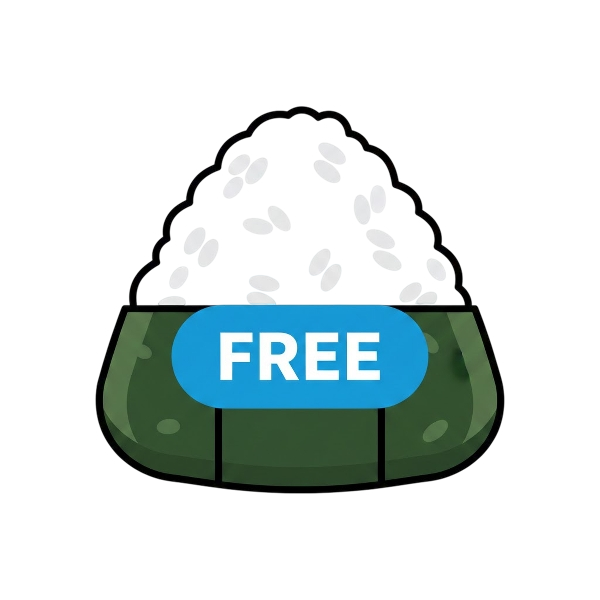 FREE button and Rice ball