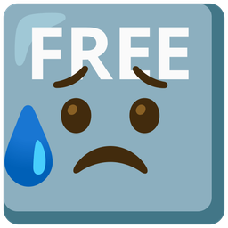 FREE button and sad but relieved face