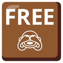 FREE button and see-no-evil monkey