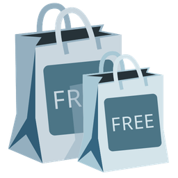 FREE button and shopping bags