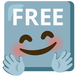 FREE button and smiling face with open hands