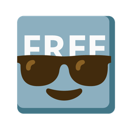 FREE button and smiling face with sunglasses