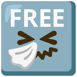 FREE button and sneezing face