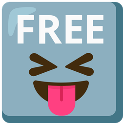 FREE button and Squinting face with tongue