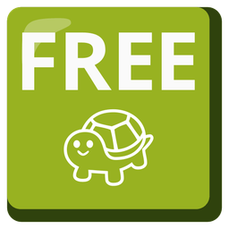 FREE button and turtle