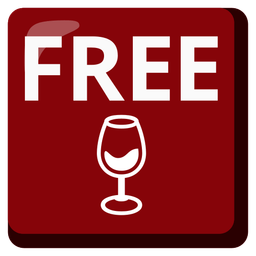 FREE button and wine glass