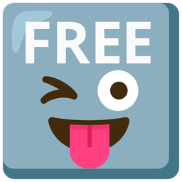FREE button and Winking face with tongue