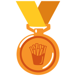 french fries and 3rd place medal