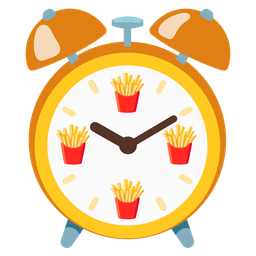 french fries and alarm clock