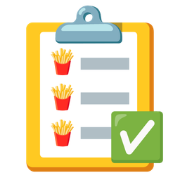 french fries and check mark button