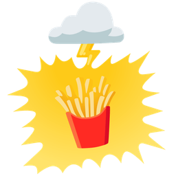french fries and cloud with lightning