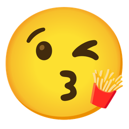 French fries and Face blowing a kiss