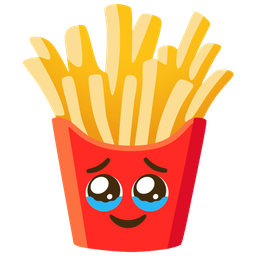 french fries and face holding back tears