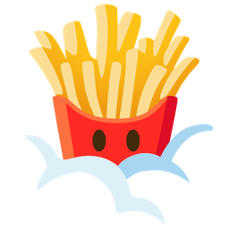 french fries and face in clouds