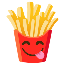 French fries and Face savoring food