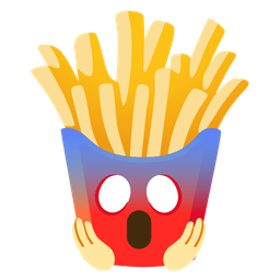 french fries and face screaming in fear