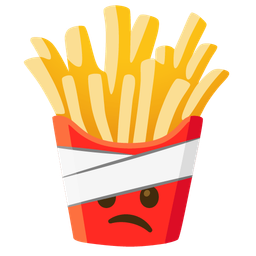 french fries and face with head-bandage