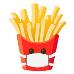 french fries and face with medical mask