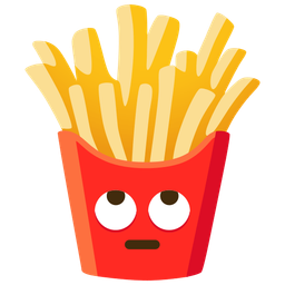 french fries and face with rolling eyes