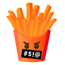 french fries and face with symbols on mouth