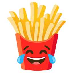 French fries and Face with tears of joy