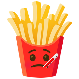 french fries and face with thermometer