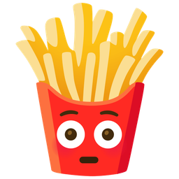 french fries and flushed face