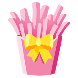 french fries and heart with ribbon