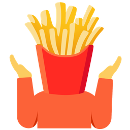 french fries and person shrugging