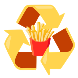 french fries and recycling symbol