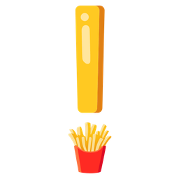 french fries and red exclamation mark