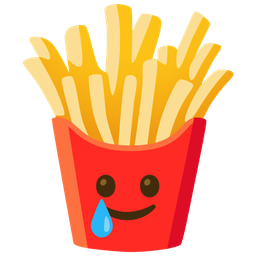 French fries and Smiling face with tear
