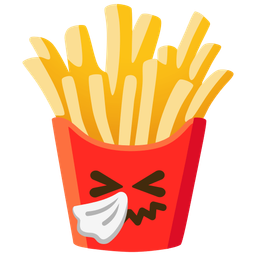 french fries and sneezing face